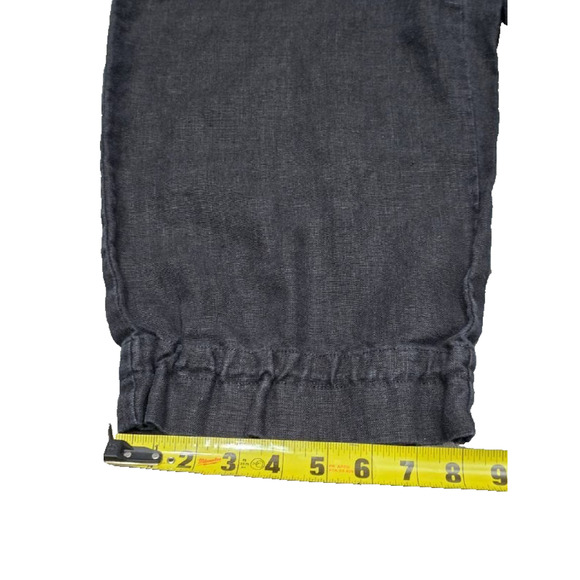 Eileen Fisher Cargo linen capri pants Women's Sz Medium Black A004177 - Picture 3 of 8